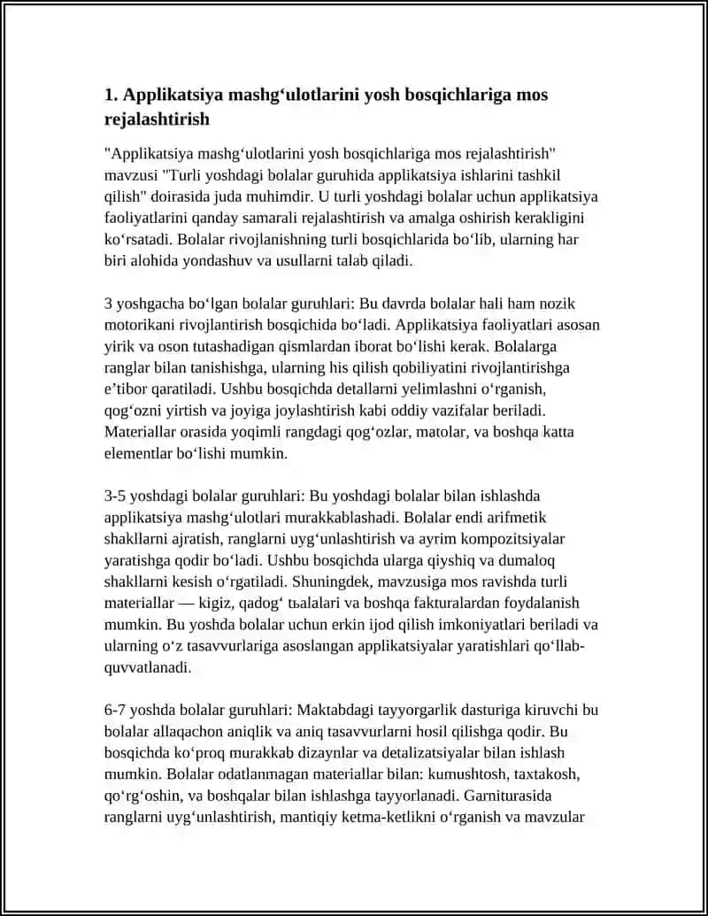 "Applikatsiya mashg‘ulotlarini yosh bosqichlariga mos rejalashtirish" 4