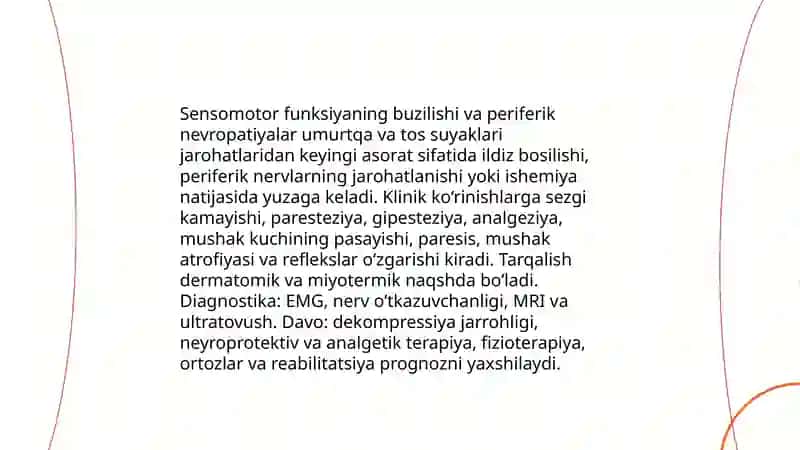 Umurtqa va tos suyaklari jarohatlaridan keyingi asoratlar 4