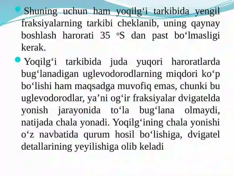 Avtomobilbenzinlarining bug‘lanuvchanligini aniqlash 4