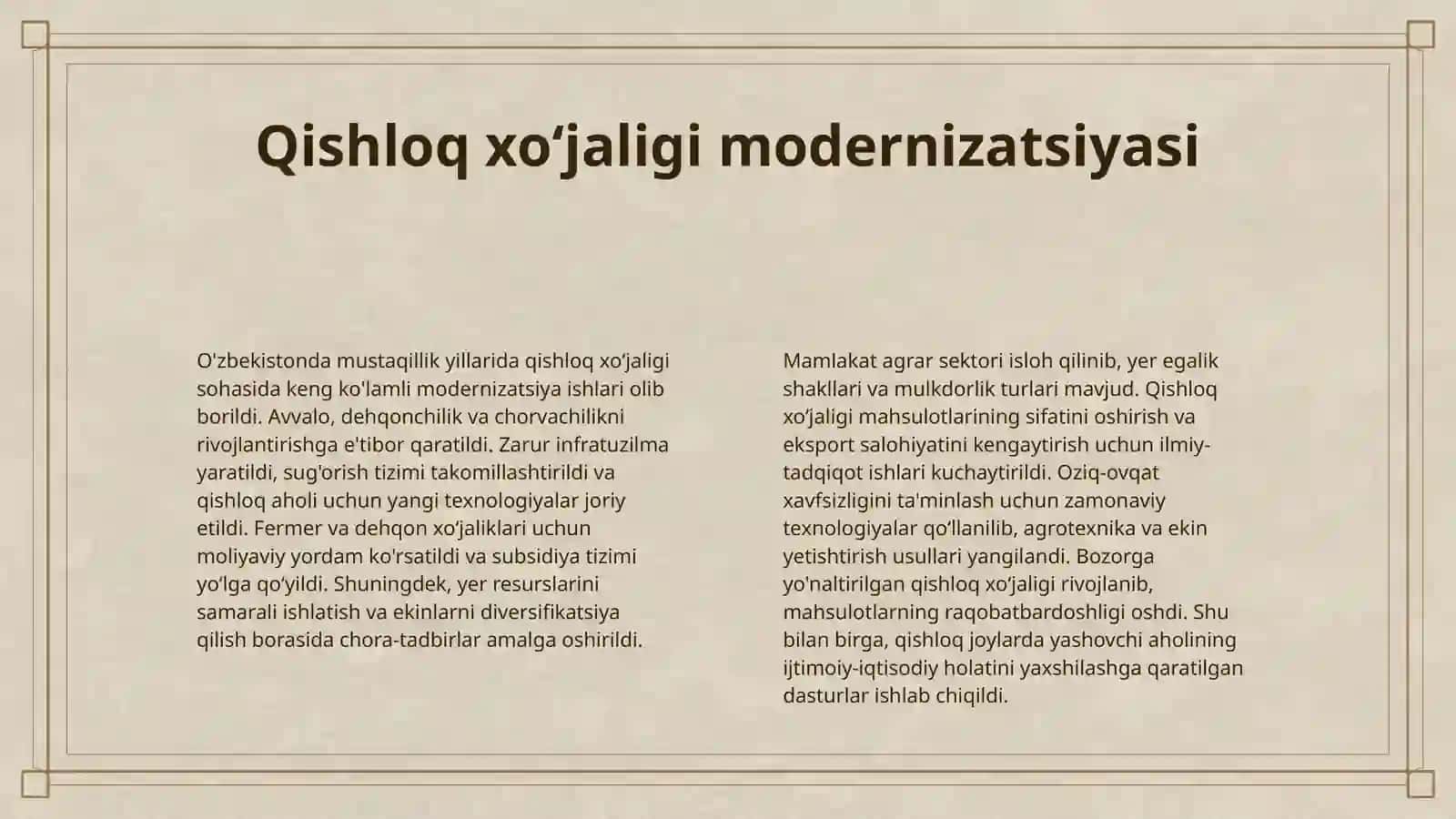 OʻZBEKISTONDA MUSTAQILLIK YILLARIDA AMALGA OSHIRILGAN ISLOHOTLAR 4