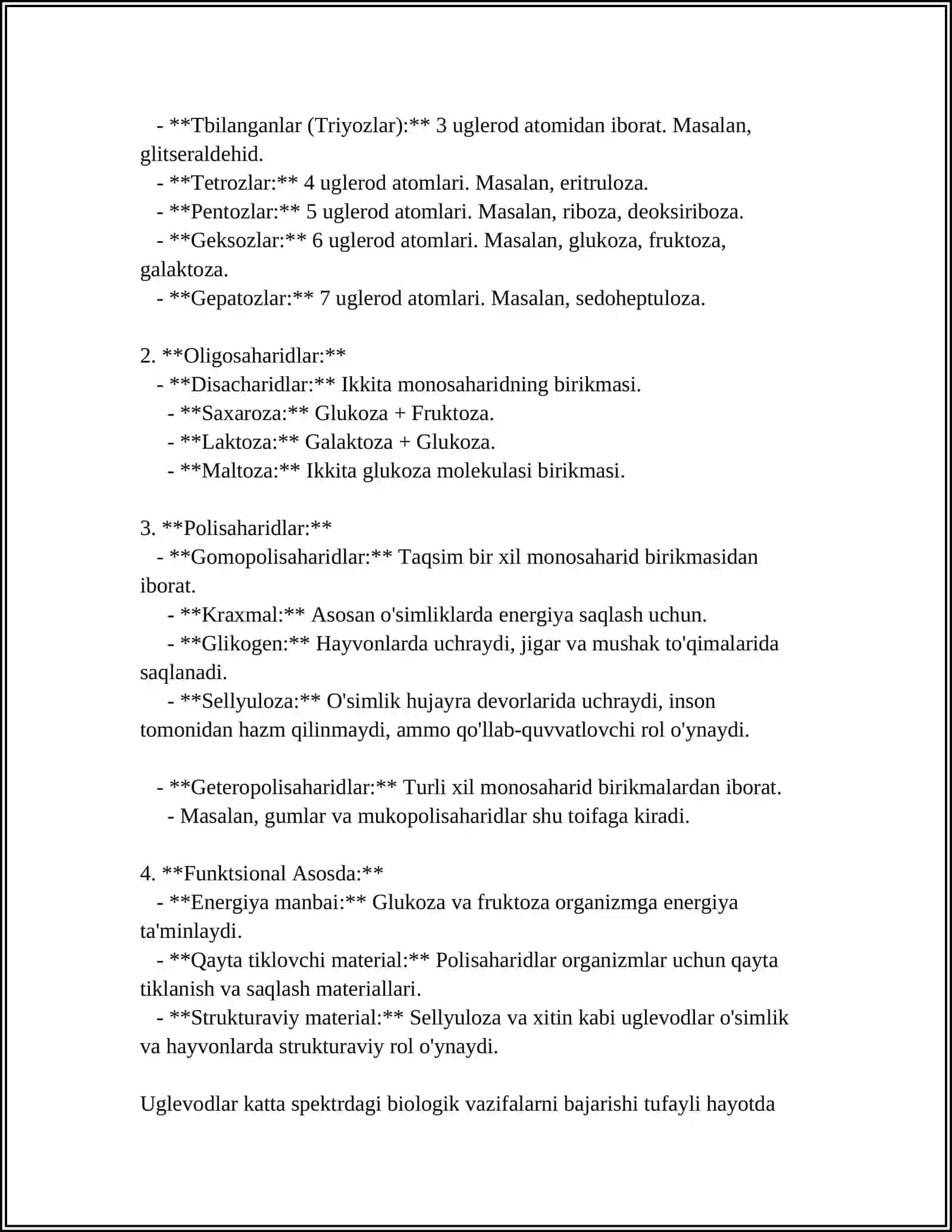 UGLEVODLAR VA ULARNING ALMASHINUVI 4