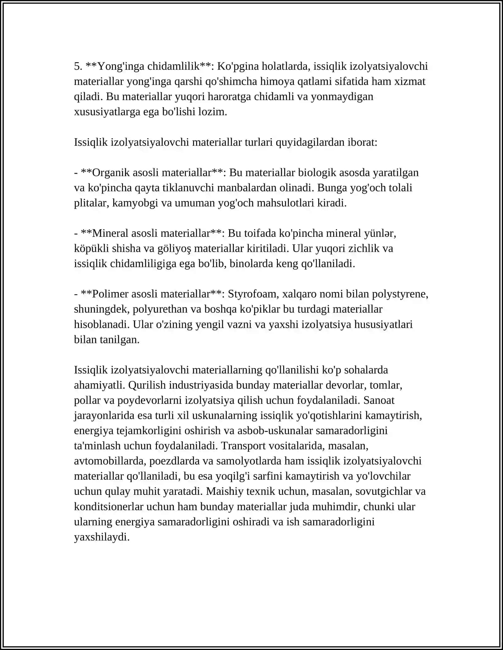 ISSIQLIK IZOLATSIYALOVCHI MATERIALLAR 4