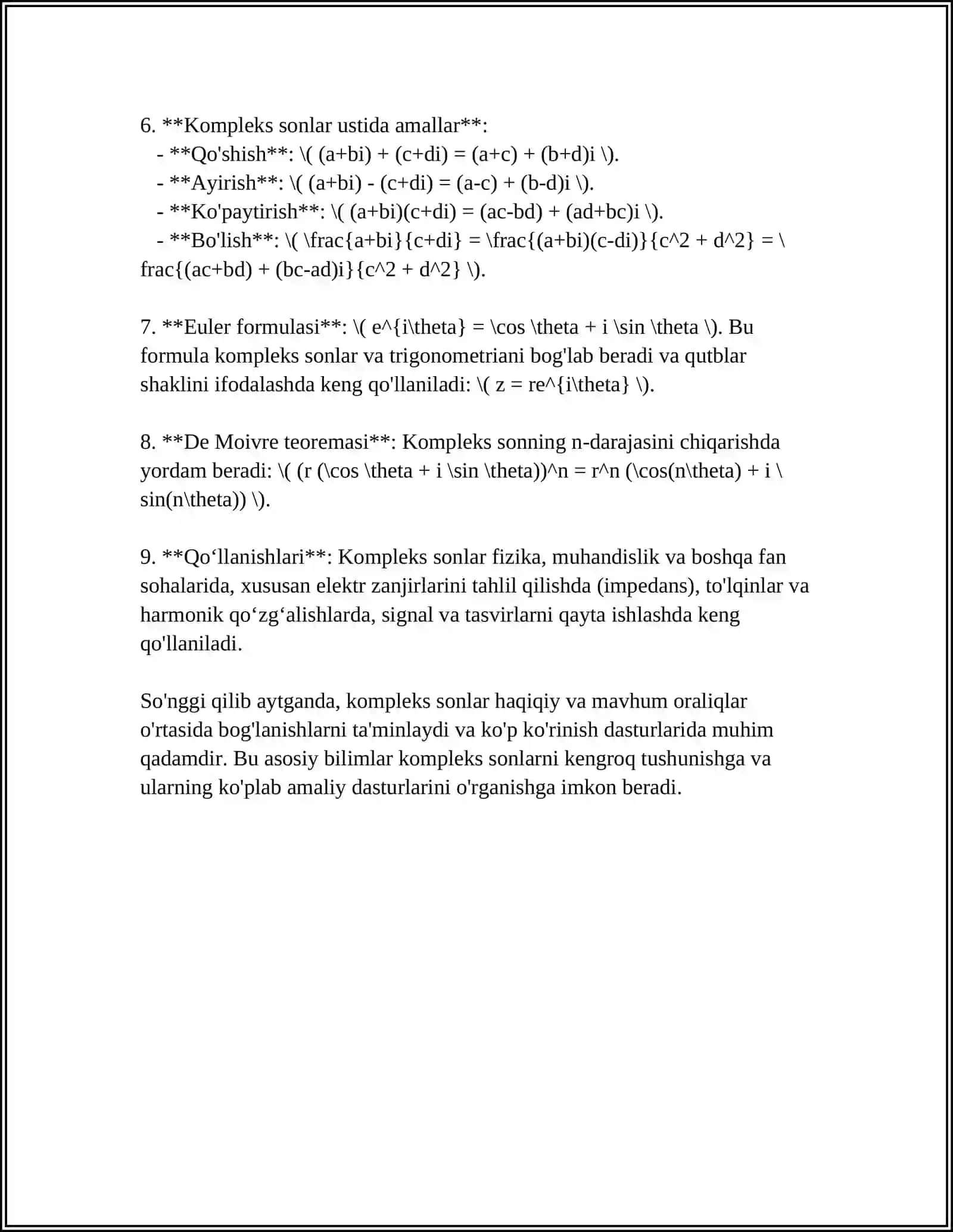 MUSTAQIL ISH Mavzu: KOMPLEKS SONDAN ILDIZ CHIQARISH 4