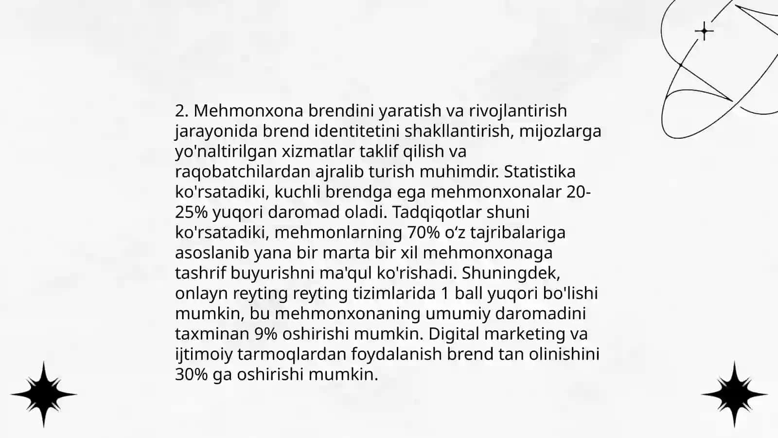 Turizm va mehmonxona xo‘jaligida marketingning o‘rni 4