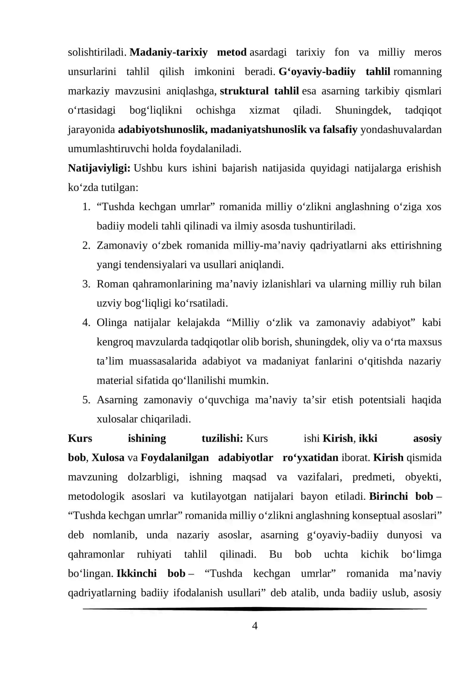 Tushda kechgan umirlar romanida milliy ozlikni anglash ma'naviy qadryatlar muammo 4