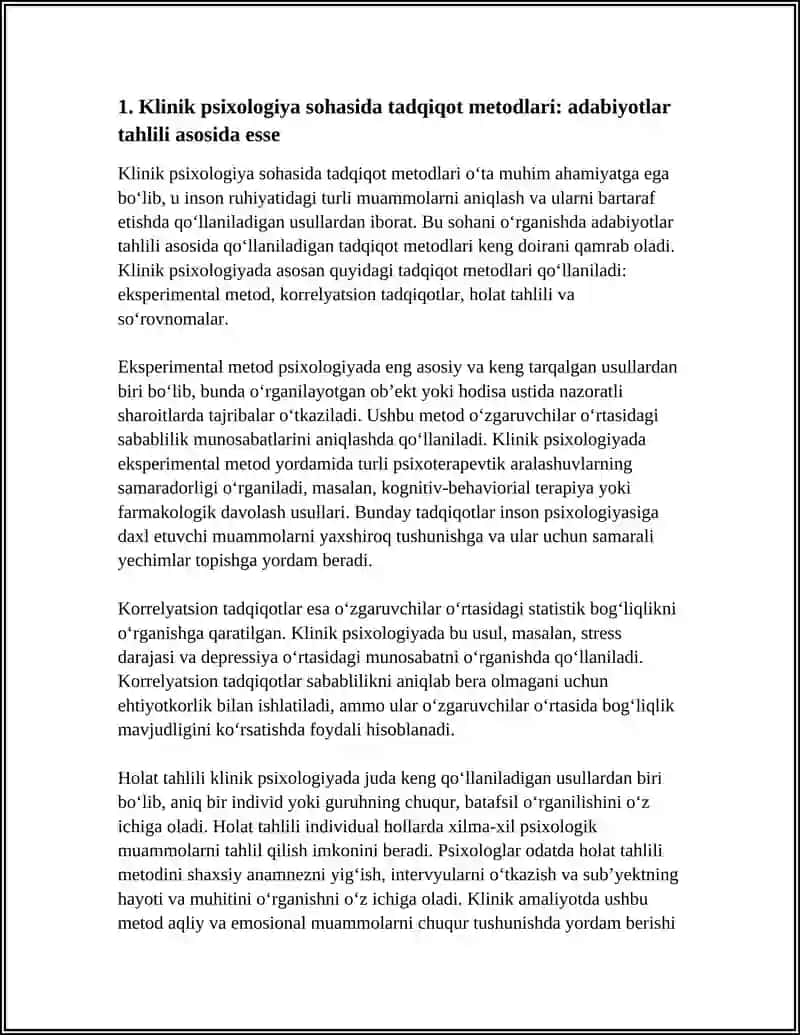 PSIXOLOGIYANING SOHALARI VA TADQIQOT METODLARI 4