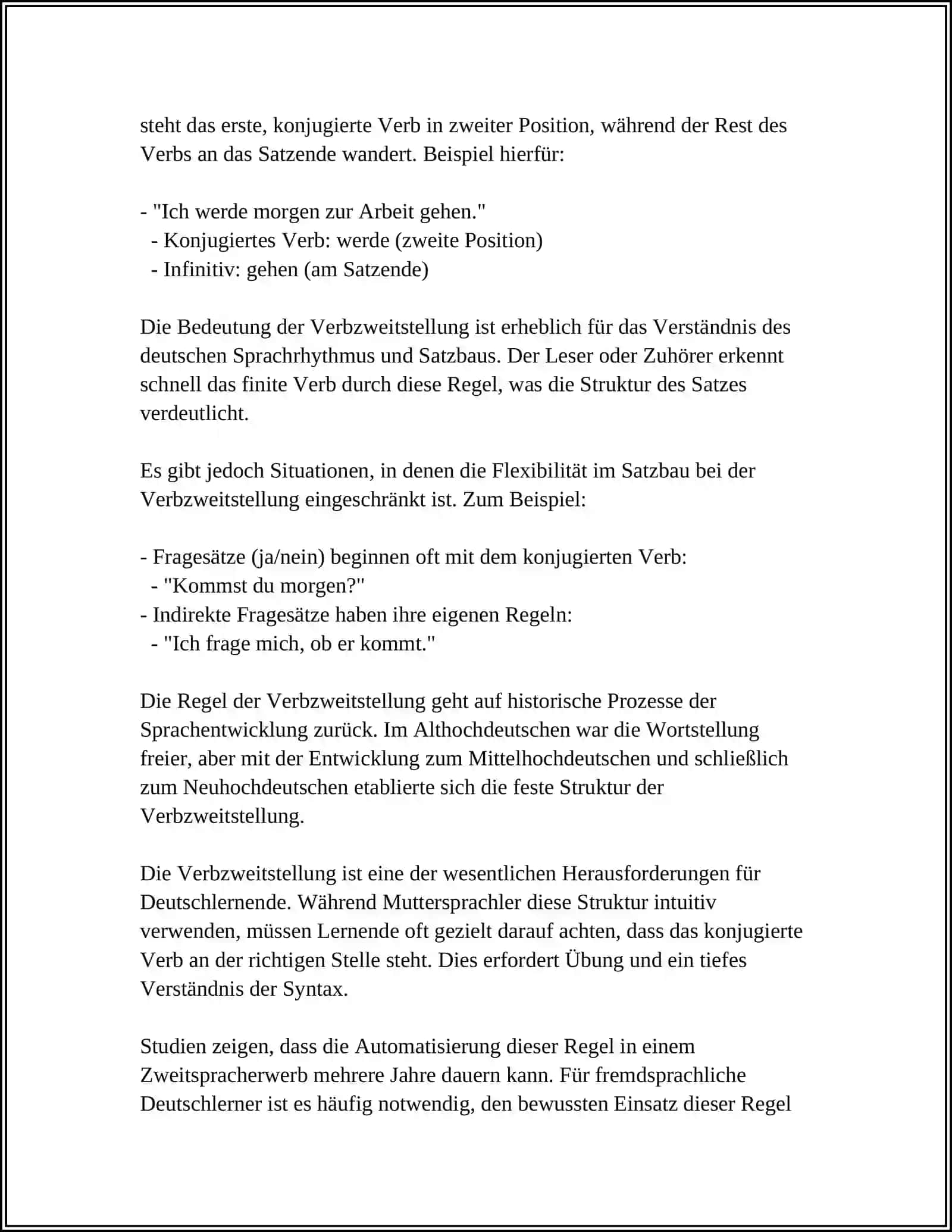 POSITION DES VERBS IN AUSSAGESÄTZEN 4