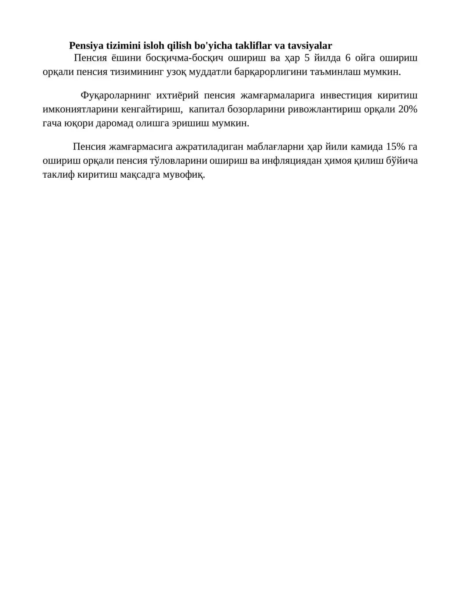 Kelajakda pensiya ta'minoti tizimining istiqbollarini shakllantirish 4