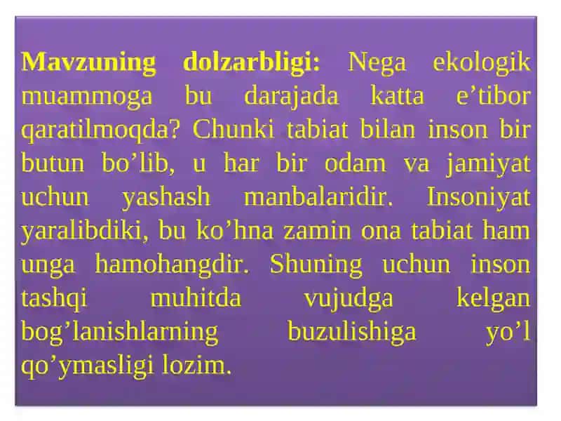 BOSHLANG'ICH SINF O'QUVCHILARIGA EKOLOGIK TARBIYA BERISHNING MAQSAD VA VAZIFALARI 4