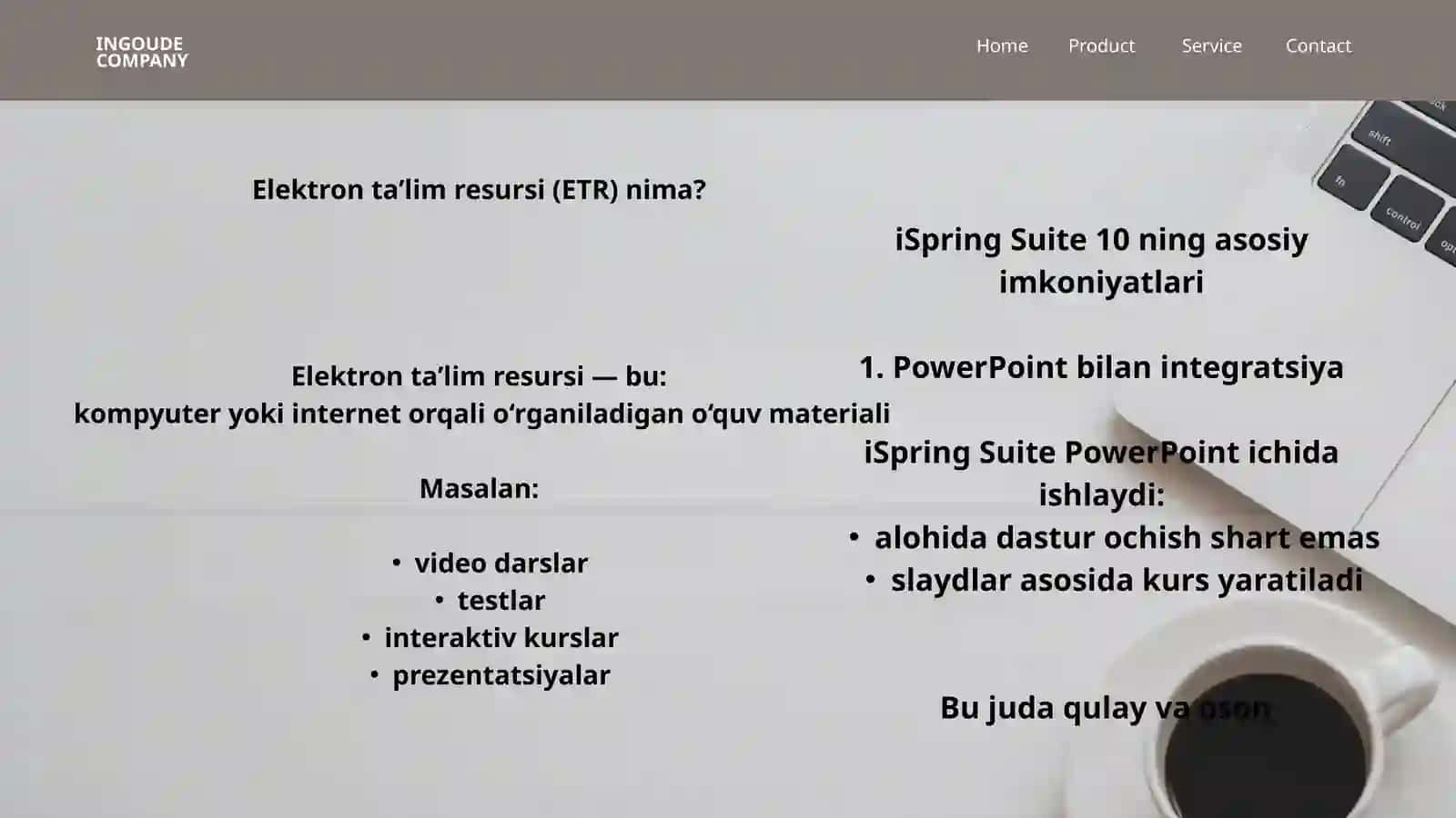 ISPRING SUITE 10 DASTURIDA ELEKTRON TA’LIM RESURSLARINI YARATISH 4