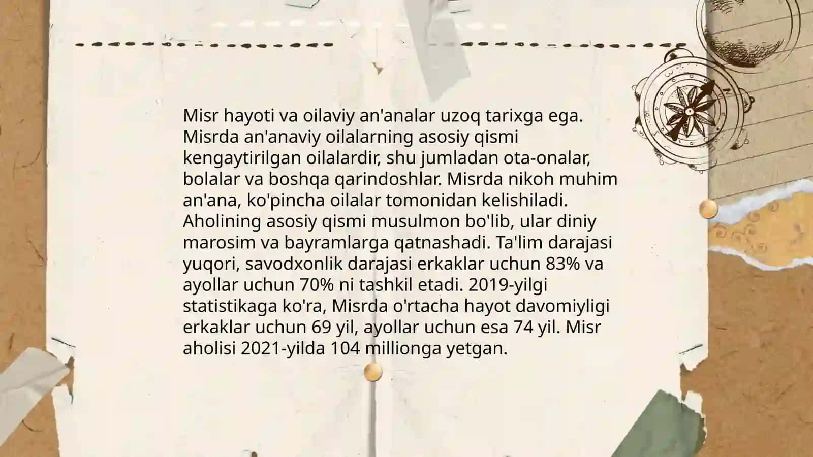 Misr hayoti iqtisodiyoti aholisi haritasi madaniyati talimi 4
