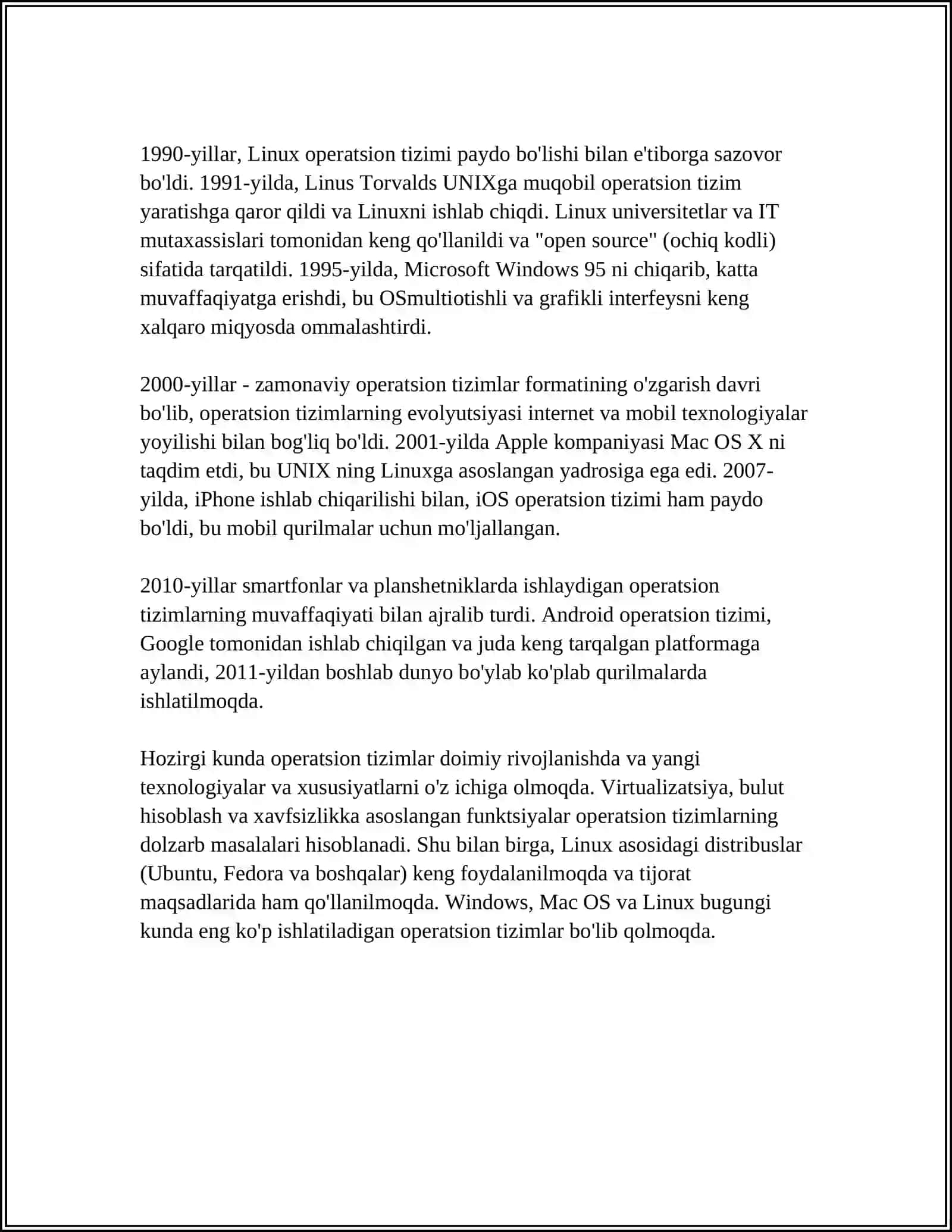 Zamonaviy kompyuterning operatsion tizimlari ularning xususiyatlari 4
