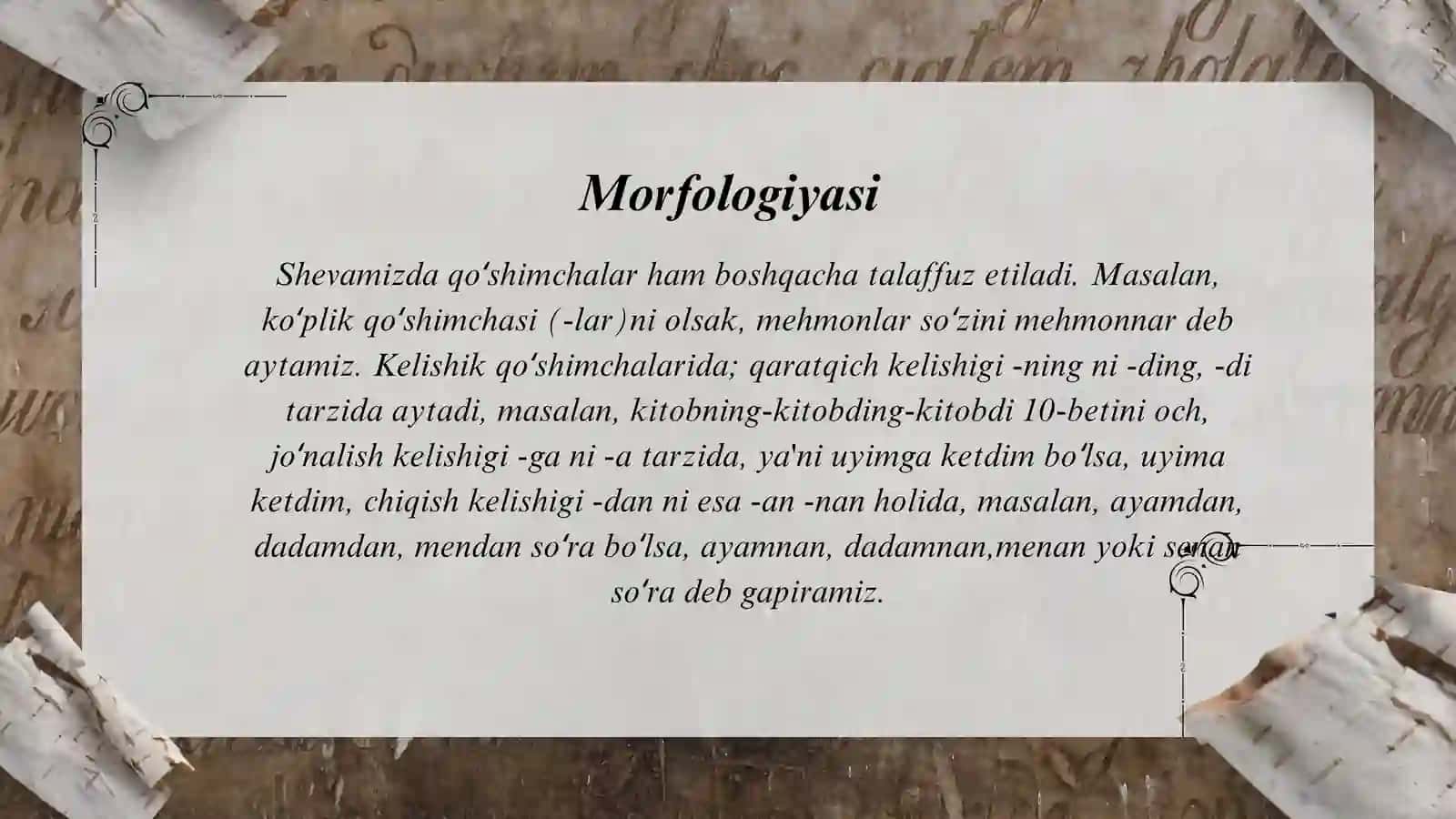 Surxondaryo viloyati Jarqo‘rg‘on tumani Mingchinor mahallasi  shevasi 4
