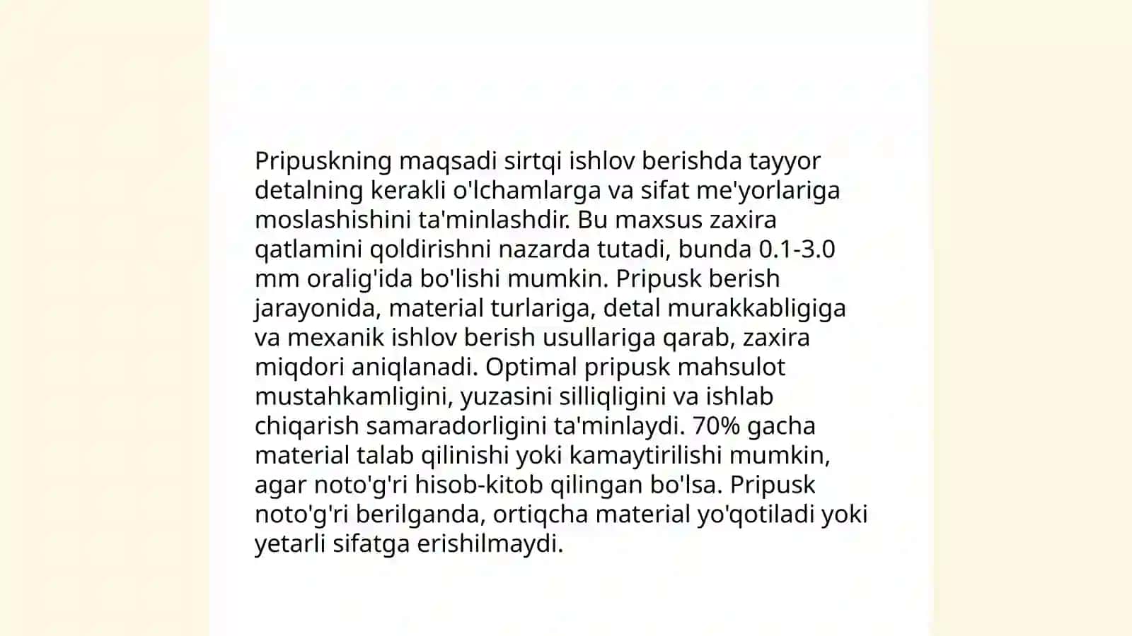 Qirqib ishlov berishda pripusk va uning turlari 4