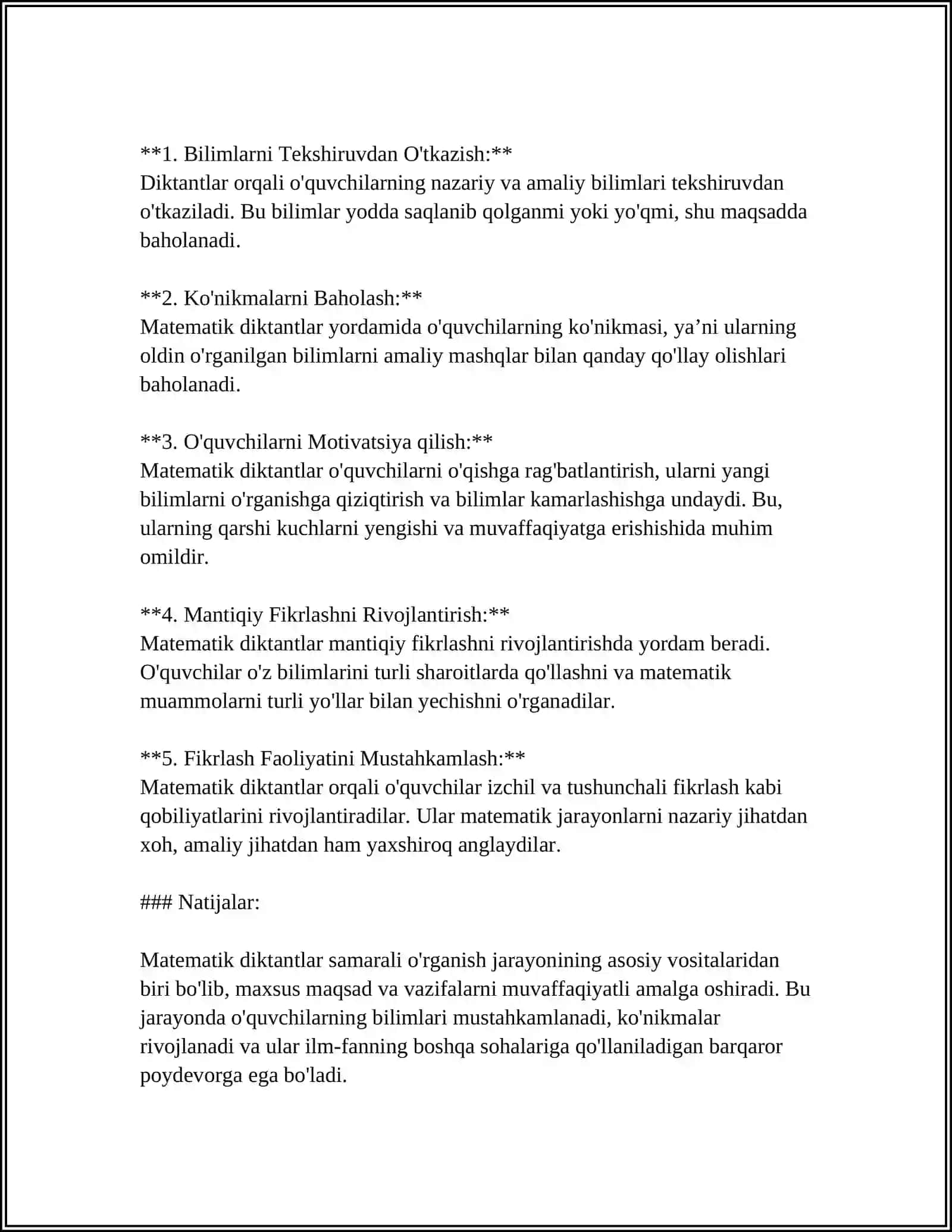 RAQAMLASHGA OʻRGATISHDA MATEMATIK DIKTANTNING OʻRNI 4