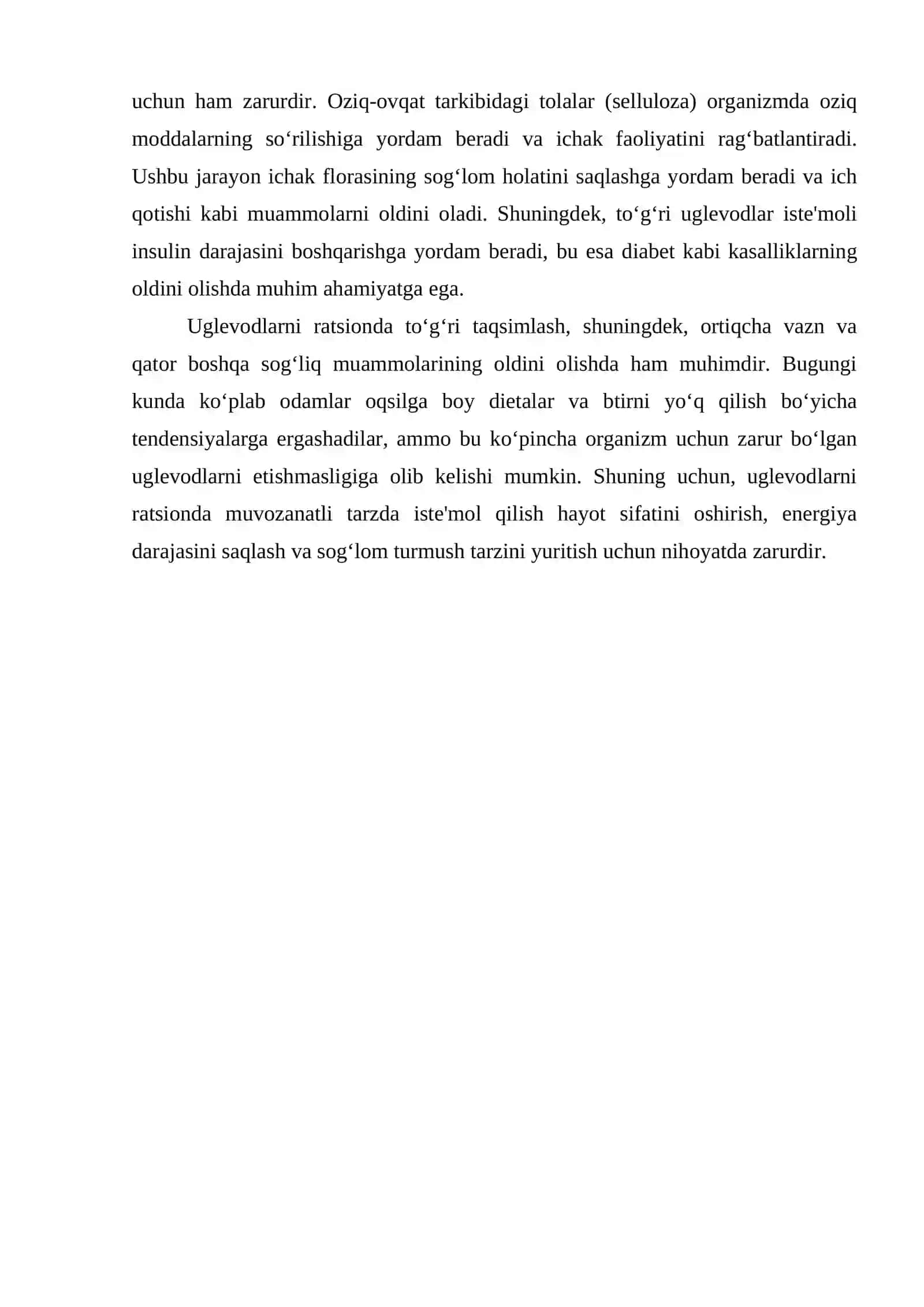 UGLEVODLARNING OVQATLANISHDAGI AHAMIYATI 4