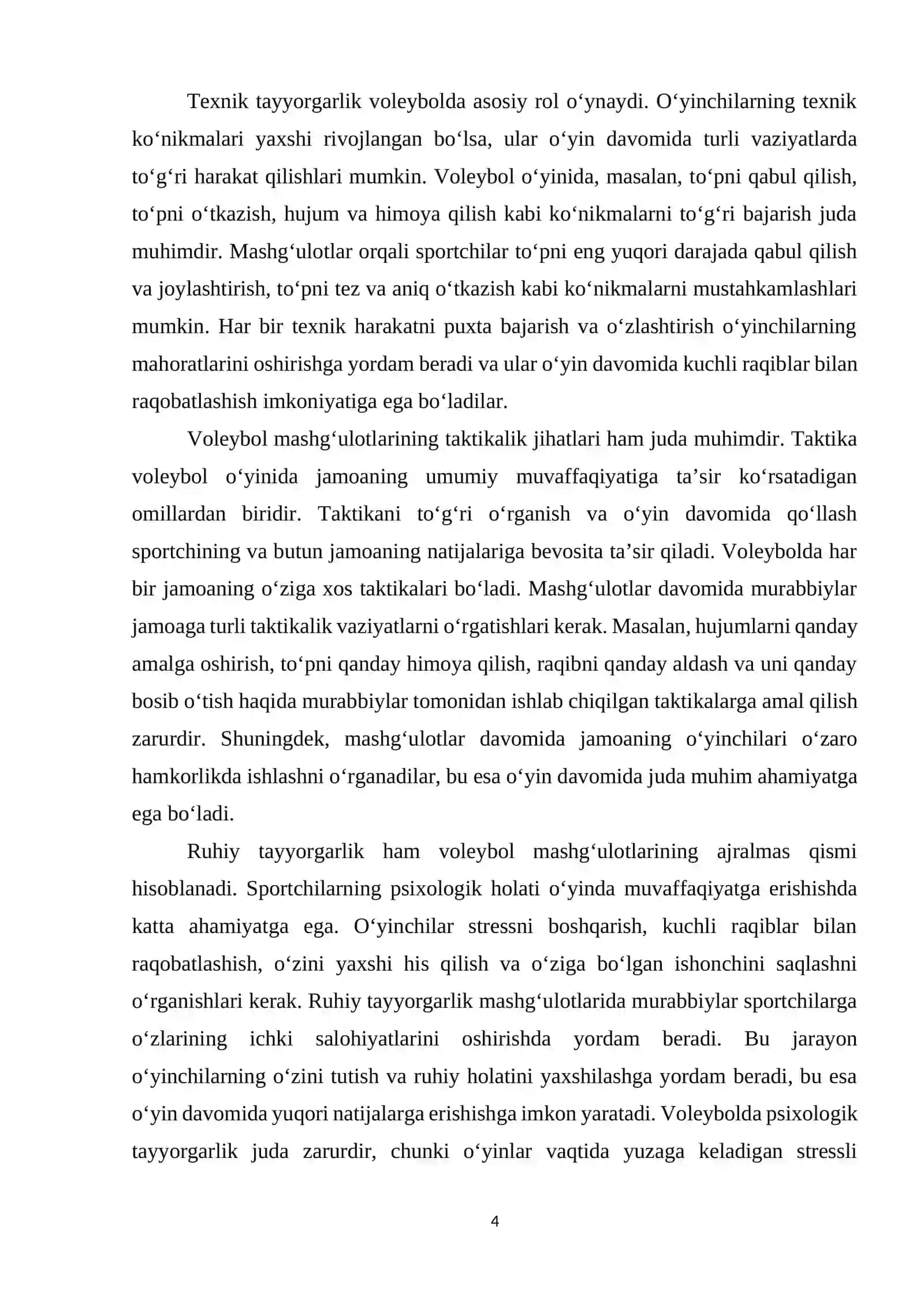 Voleybol mashg'ulotlari tahlil etish 4