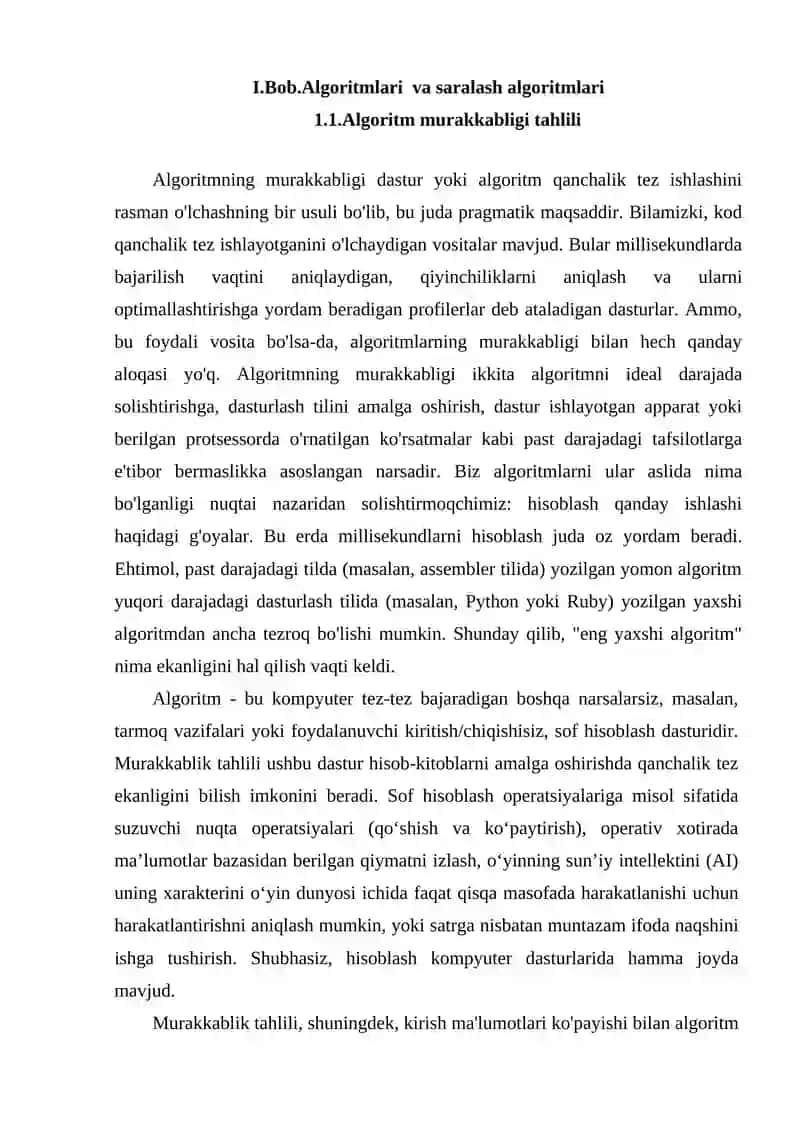Saralash  algorritmlarida vaqt murakkabligi tahlili 4