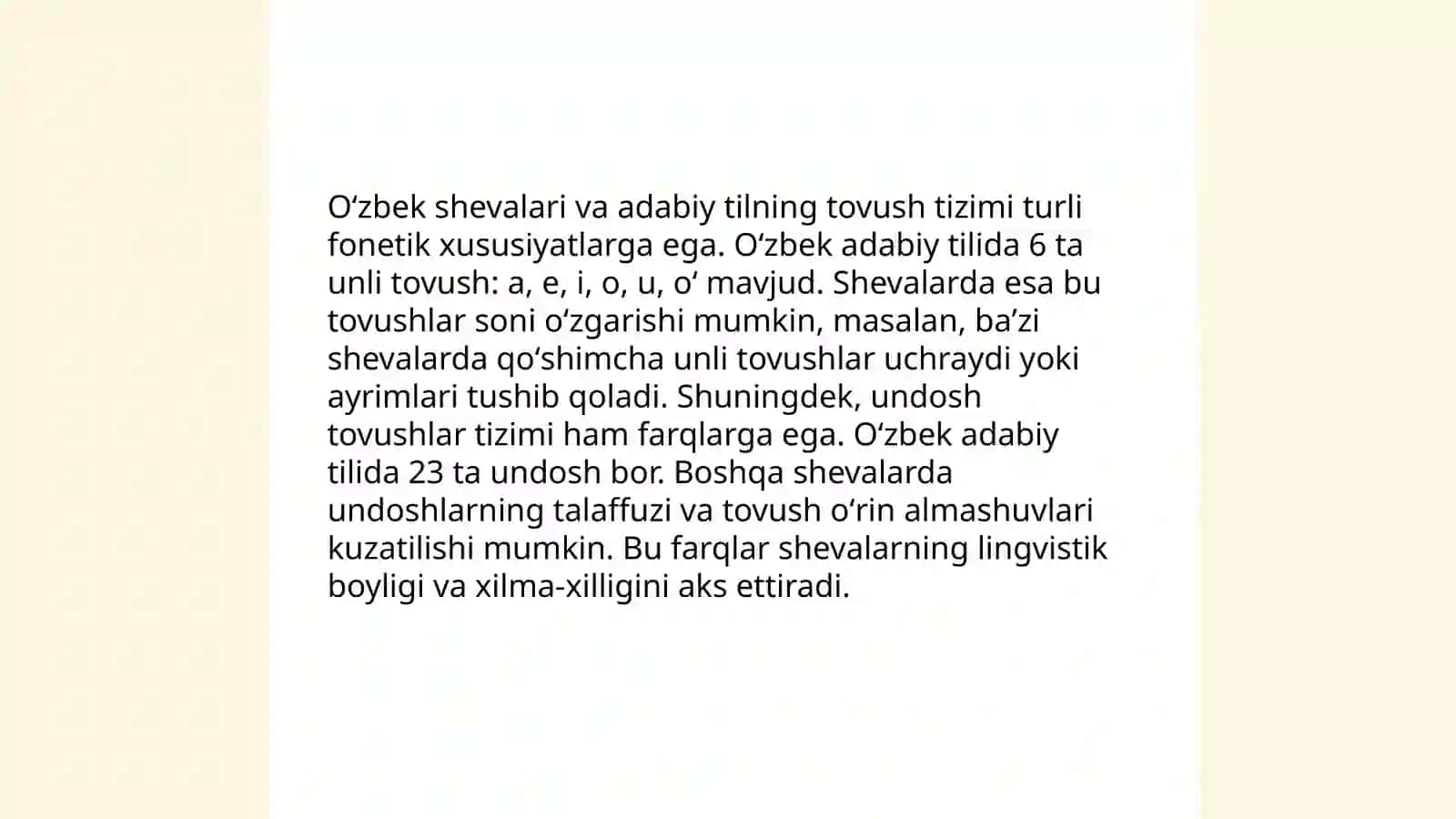 Oʻzbek shevalarining fonetikasi, uning hozirgi oʻzbek adabiy tiliga munosabati 4