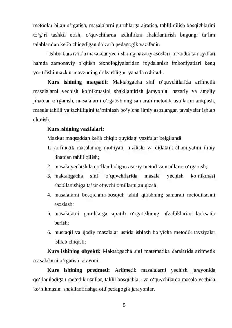 ARIFMETIK MASALALAR YECHISH 4