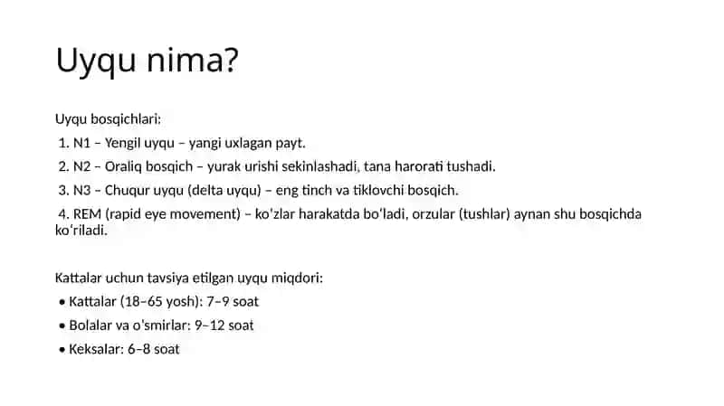 Umumiy jismoniy va hissiy holat uchun uyquning ahamiyati 4