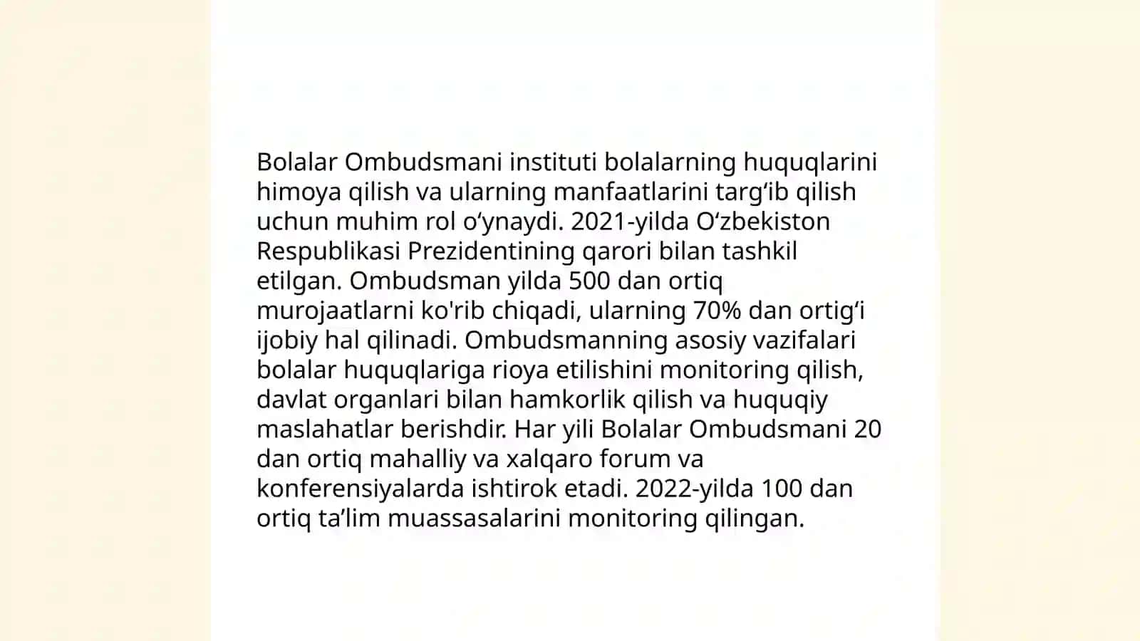 Bola huquqlarini himoya qilish. Bolalar Ombudsmani 4