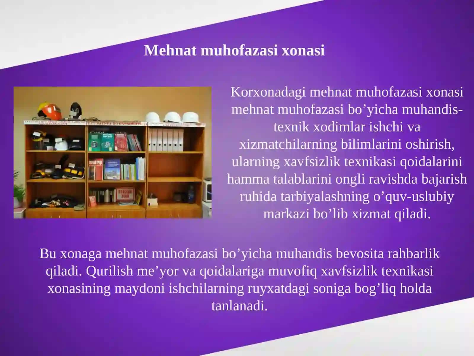 Mehmat muhofazasi: Sanoat korxonalarida mehnat muhofazasi ishlarini tashkil qilish 4