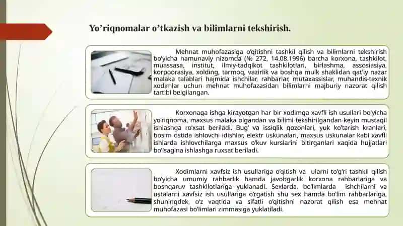 Mehnat muhofazasida mehnat xavfsizligini taminlash 4