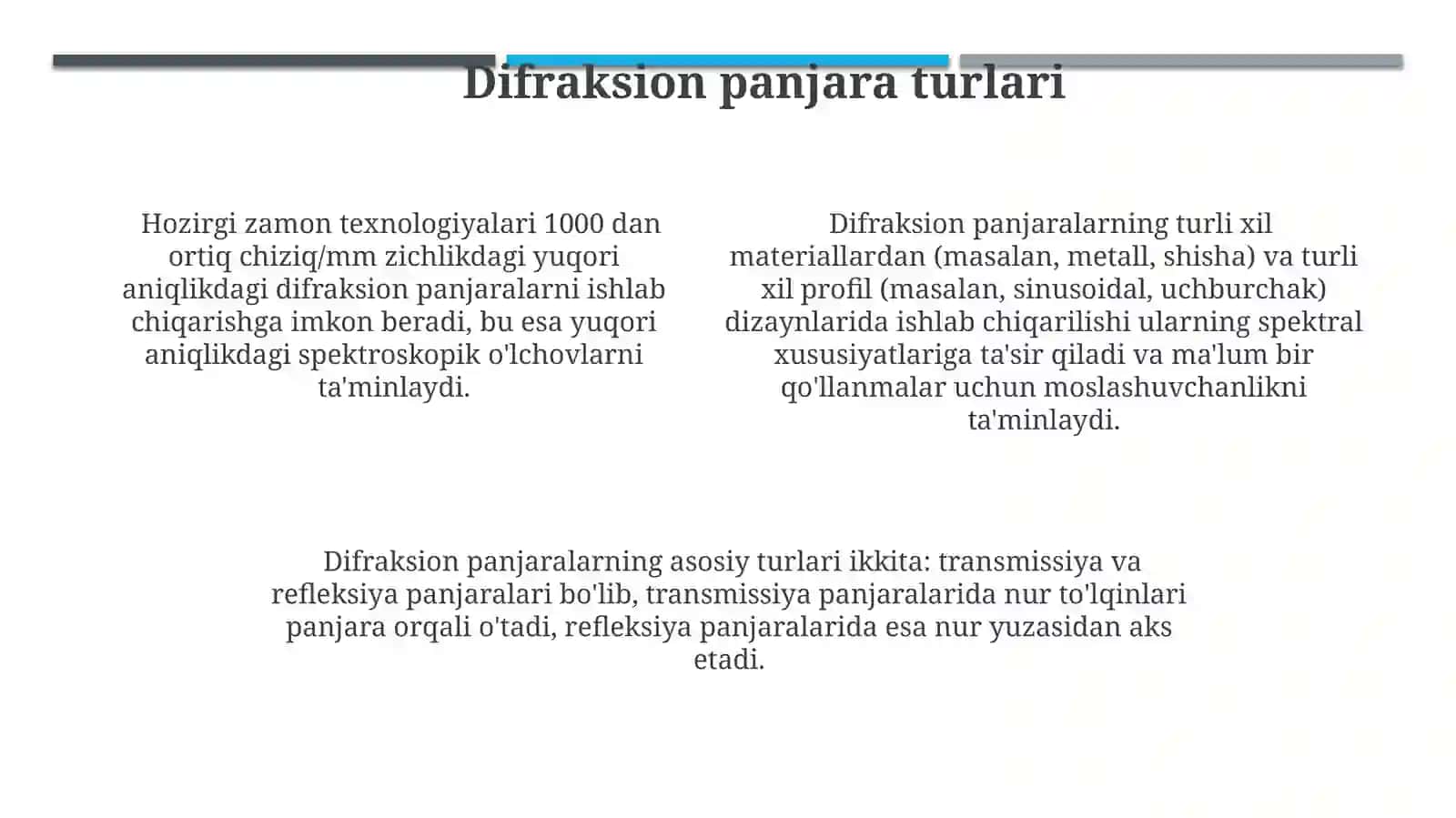 Diffiraksion panjaralar va ularning qo'llanilishi 4