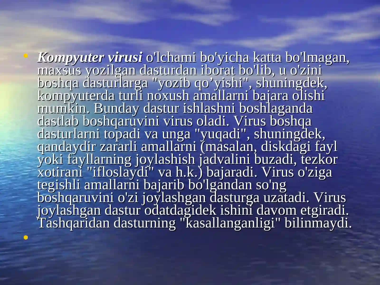 Mavzu: KOMPYUTER VIRUSLARI 4