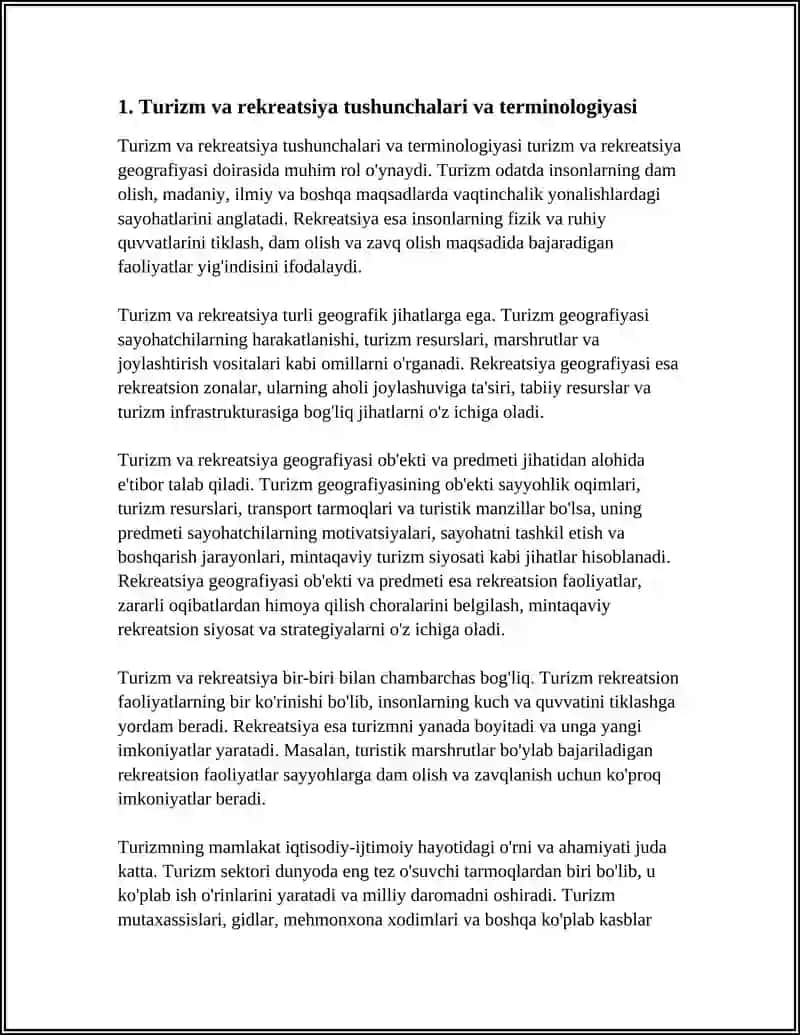 TURIZM VA REKREATSIYA HAQIDA TUSHUNCHA, ULARNING GEOGRAFIK JIHATLARI 4