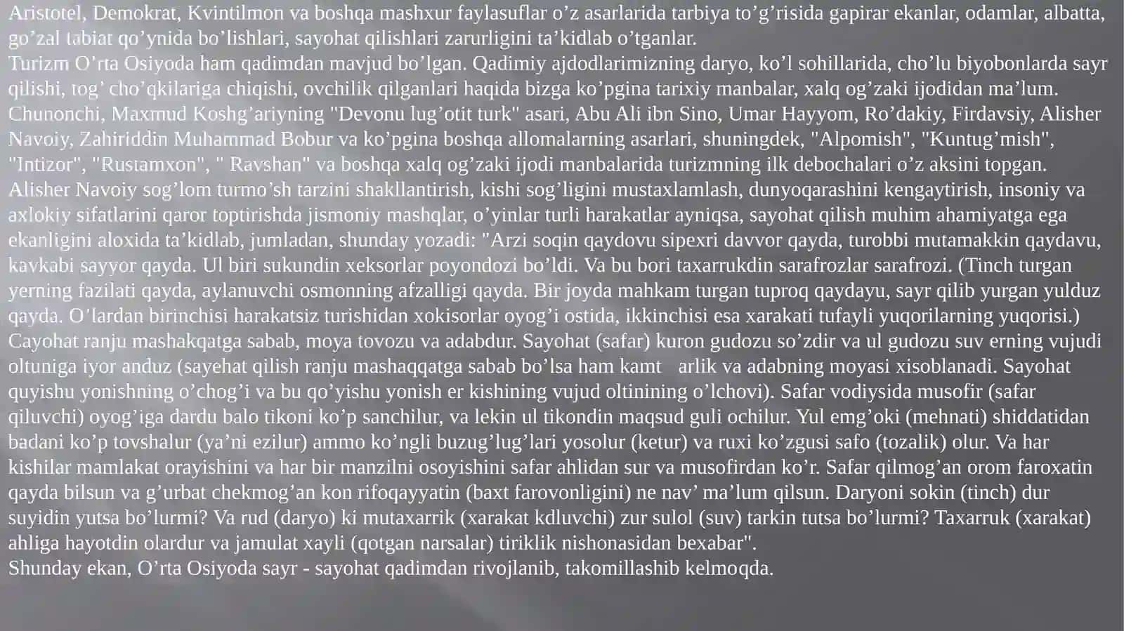Turizm vasayoxatlarini tashkil etish talablari 4