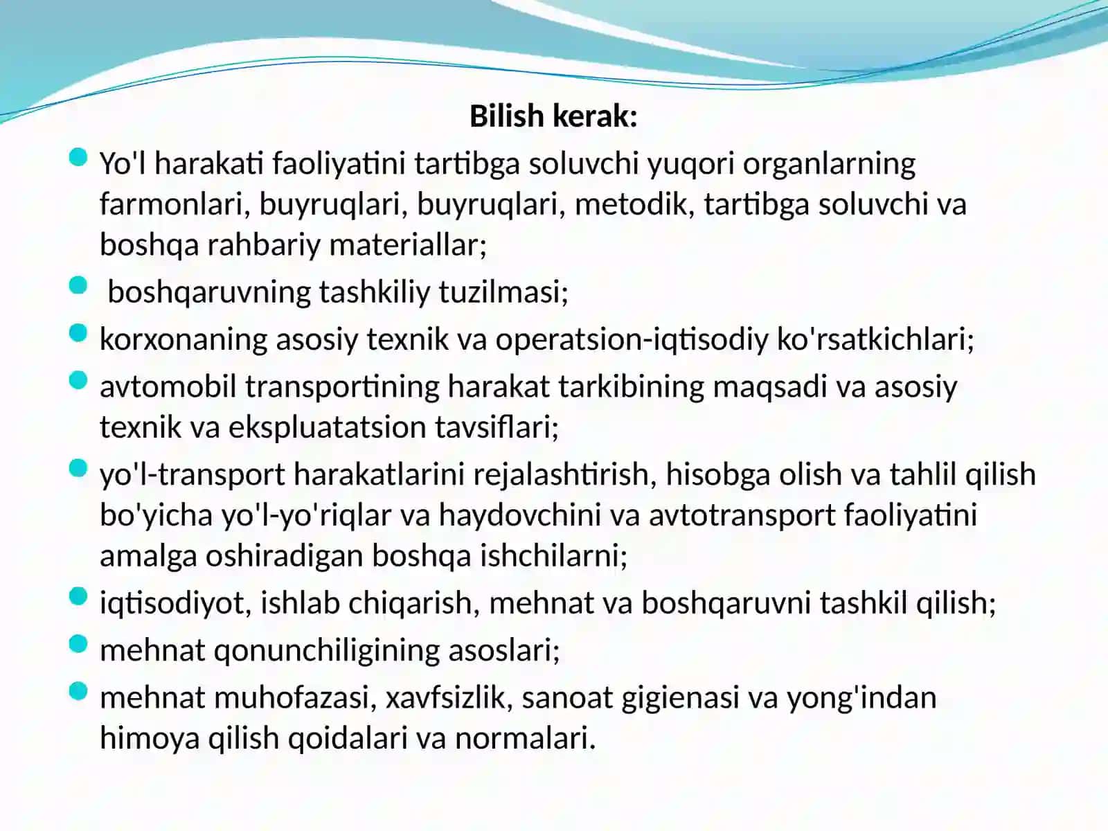 MASTER-USTALAR, MUHANDIS TEXNIK XODIMLAR VA BOSHQARUVCHI PERSONALGA KVALIFIKATSION TALABLAR TAVSIYALAR 4