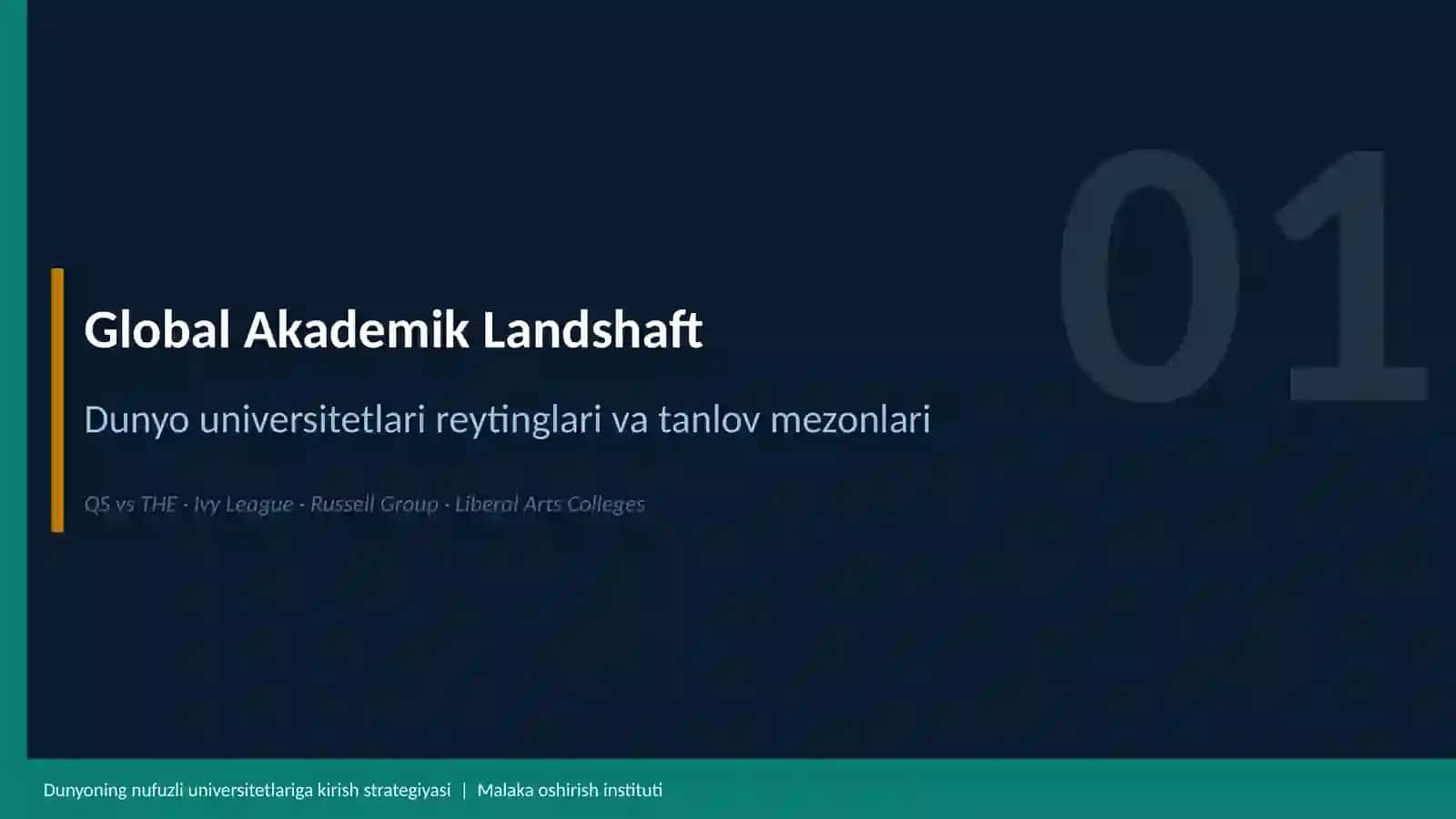 Xalqaro ta'lim va global imkoniyatlar | Dunyoning nufuzli universitetlariga kirish strategiyasi va grant dasturlari 4