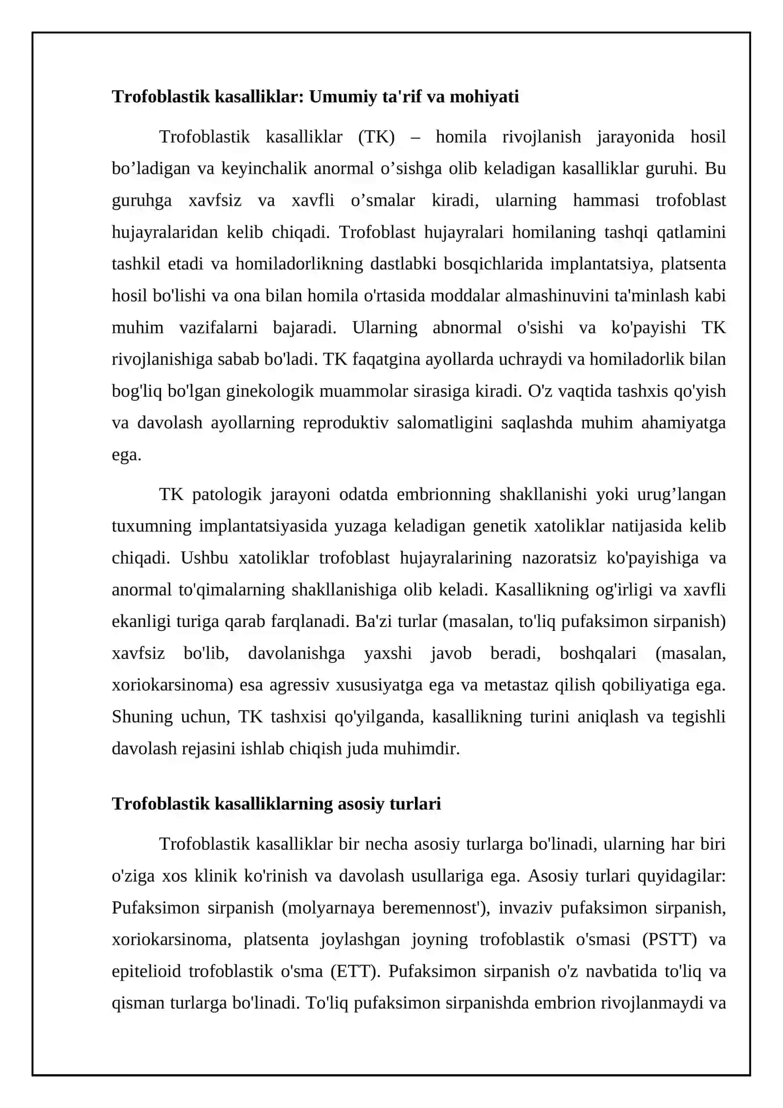 Trofoblastik kasalliklar: Ta'rif, turlari va etiologiyasi 4