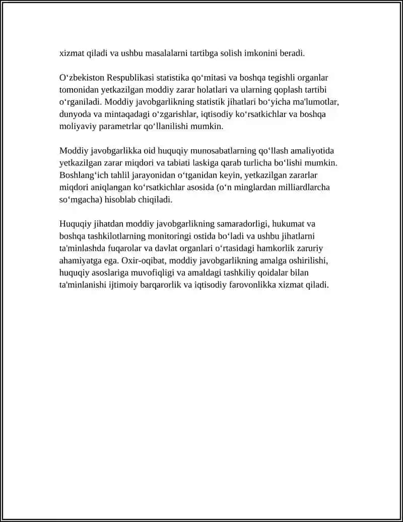 REFERAT Mavzu: HODIM VA ISH BERUVCHI MODDIY JAVOBGARLIGINING ASOSIY TAMOYILLARI VA MAZMUNI 4