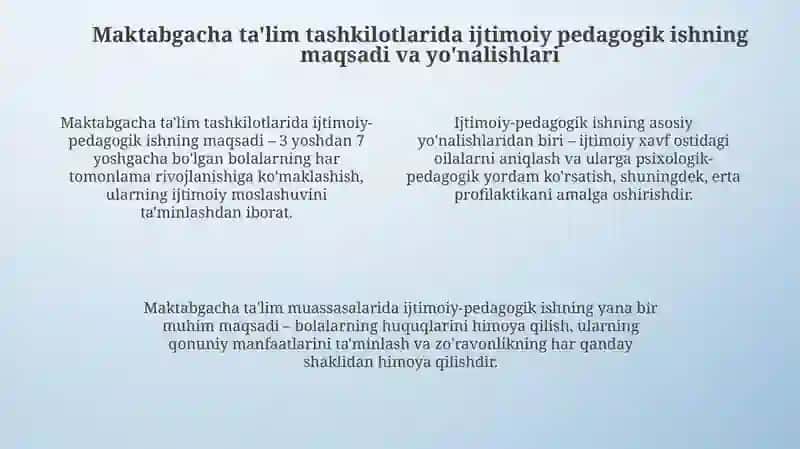 Maktabgacha taʼlim tashkilotlarida ijtimoiy pedagogik ishlarni tashkil etish 4
