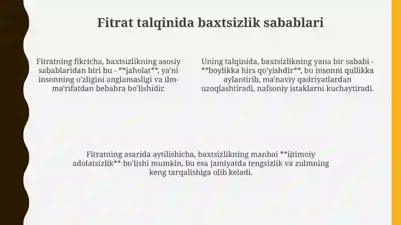 A.Fitrarning "Rahbari najot" risolasidagi "Baxtsiz odamlarning ikki toifasi" ga oid qarashlari 4