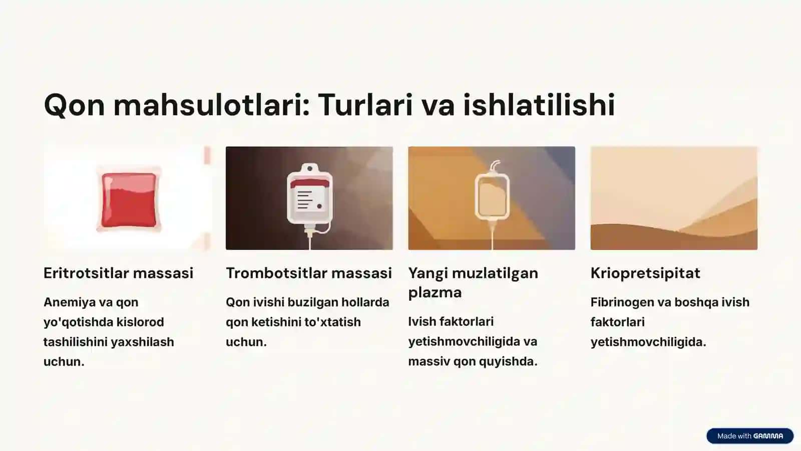 Qon va qon oʻrnini bosadigan suyuqliklar quyish: Asosiy tamoyillar 4