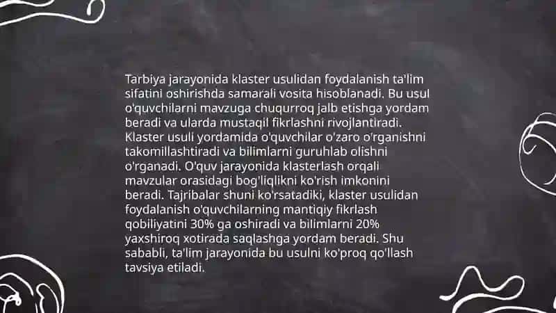 Tarbiya metodlari va vositalari. Tarbiya fanini oʻqitishda interfaol metodlardan foydalanish 4