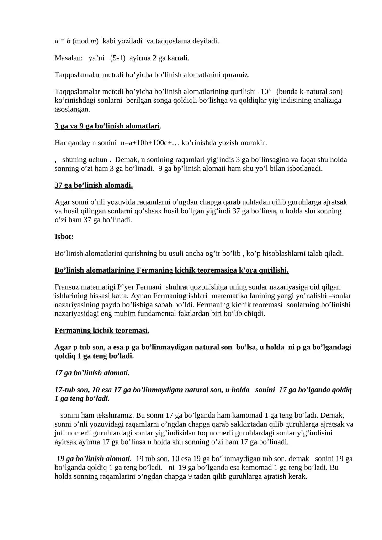 Sonlarning bo’linish alomatlari 4