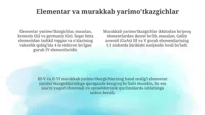 Yarimoʻtkazgichlarning kimyoviy tuzilishi 4
