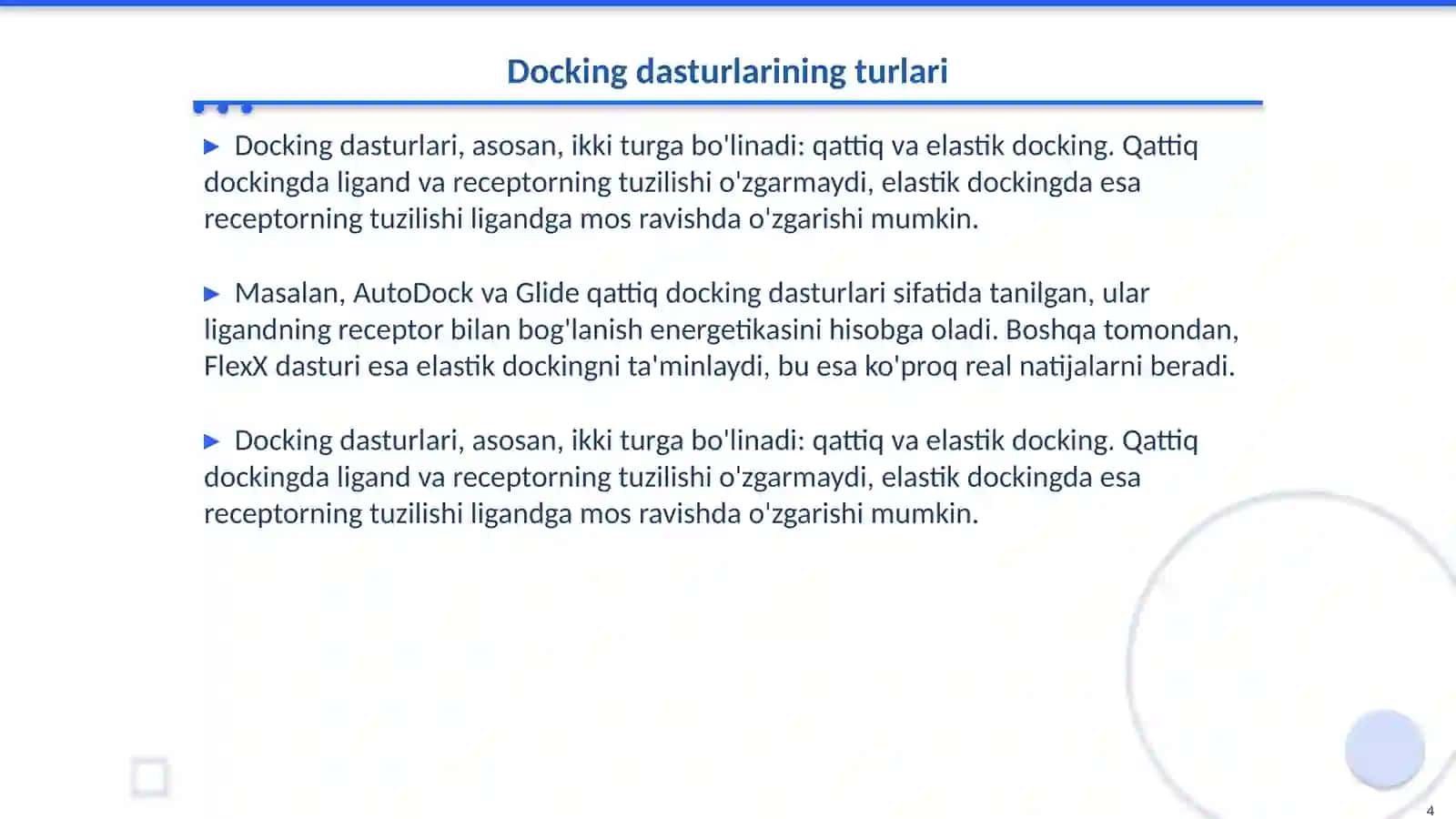 Docking dasturlari yordamida birikmalarni Molekulyar doking qilish 4