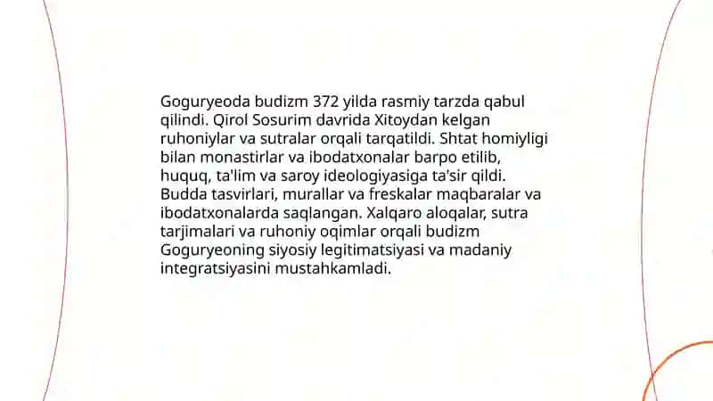 Qadimgi koreyada buddizm tarqalishi va roli 4
