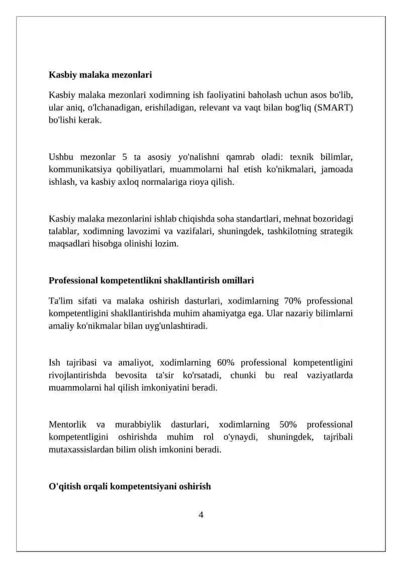 Kasbiy kompitentlik va unga nisbatan yondashuv 4