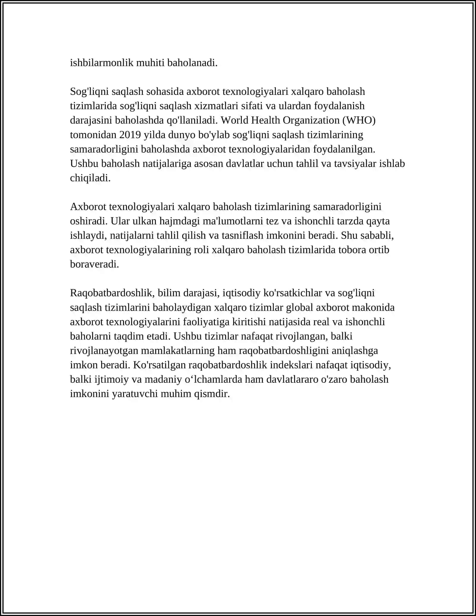XALQARO BAHOLASH TIZIMLARI MASALALARINI YECHISHDA AXBOROT TEXNOLOGIYALARINING O'RNI 4