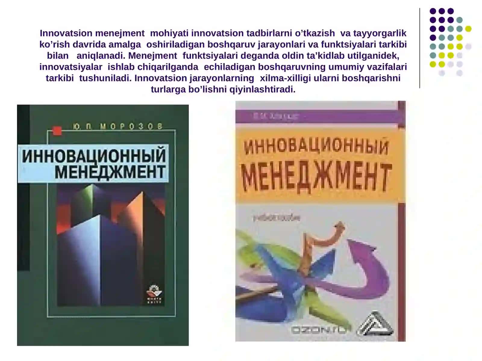 Innovatsion menejment rivojlantirishning omillari va bashoratlash usullari 4