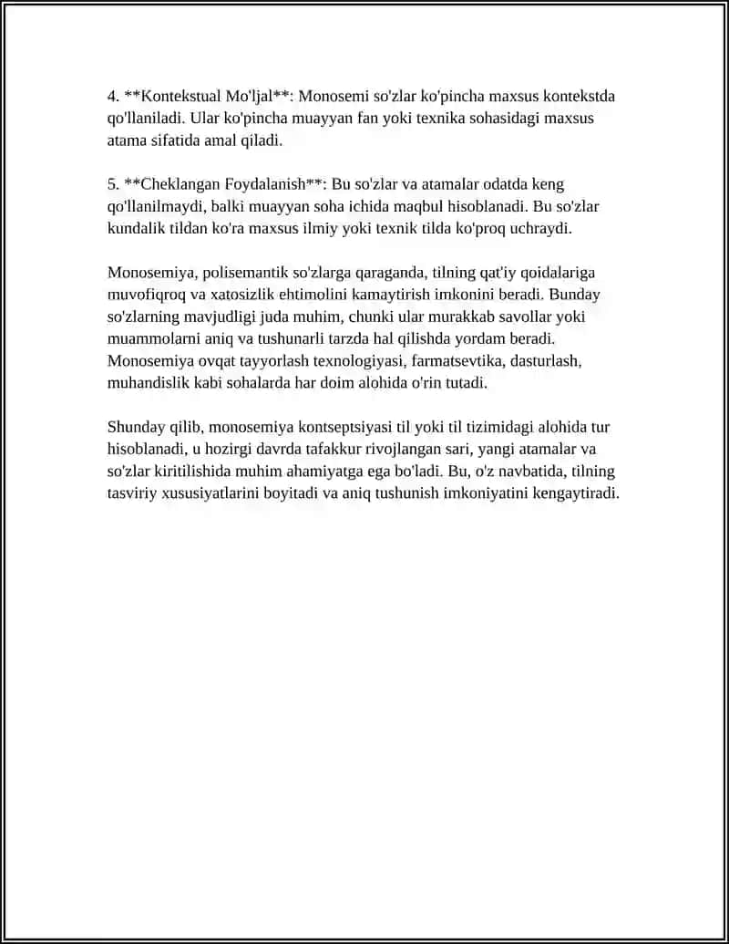 BIR MAʼNOLILIK MONOSEMIYA VA KOʻP MAʼNOLILIK POLISEMIYA 4