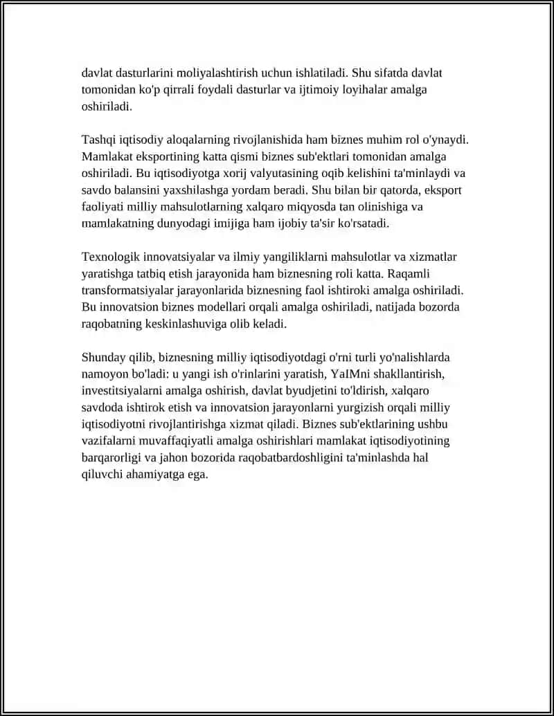 BIXESNI IQTISODIYOTDA TUTGAN O'RNI 4