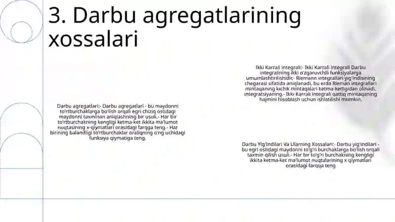 Ikki Karrali Integral. Darbu Yig'Indilari Va Ularning Xossalari 4